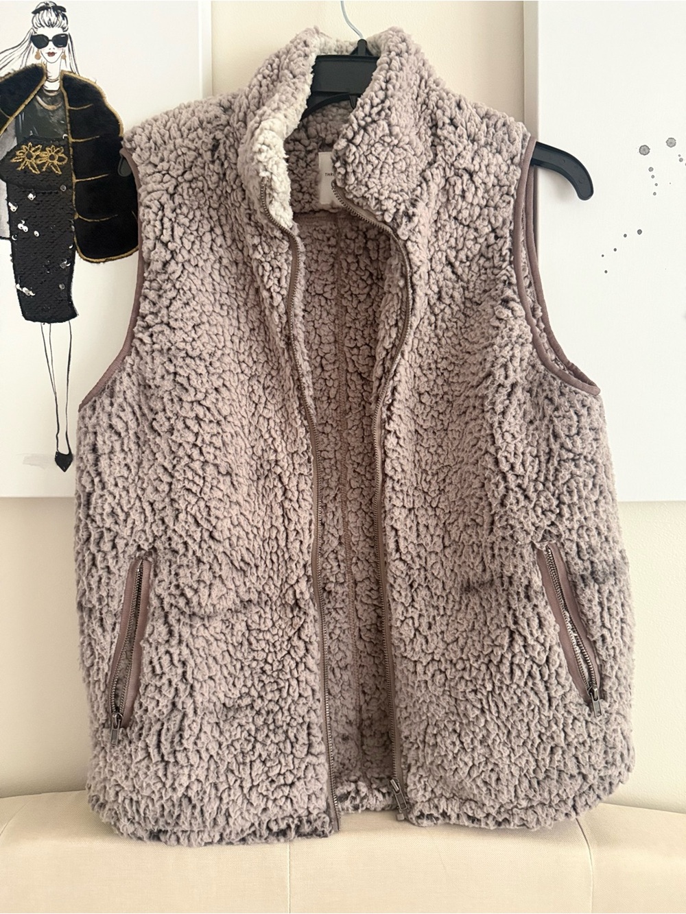 Thread & Supply Plush Sherpa Vest - Taupe
